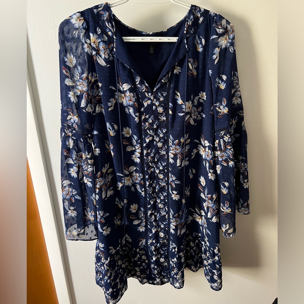 WHBM long sleeve floral dress. Size S. Worn once
